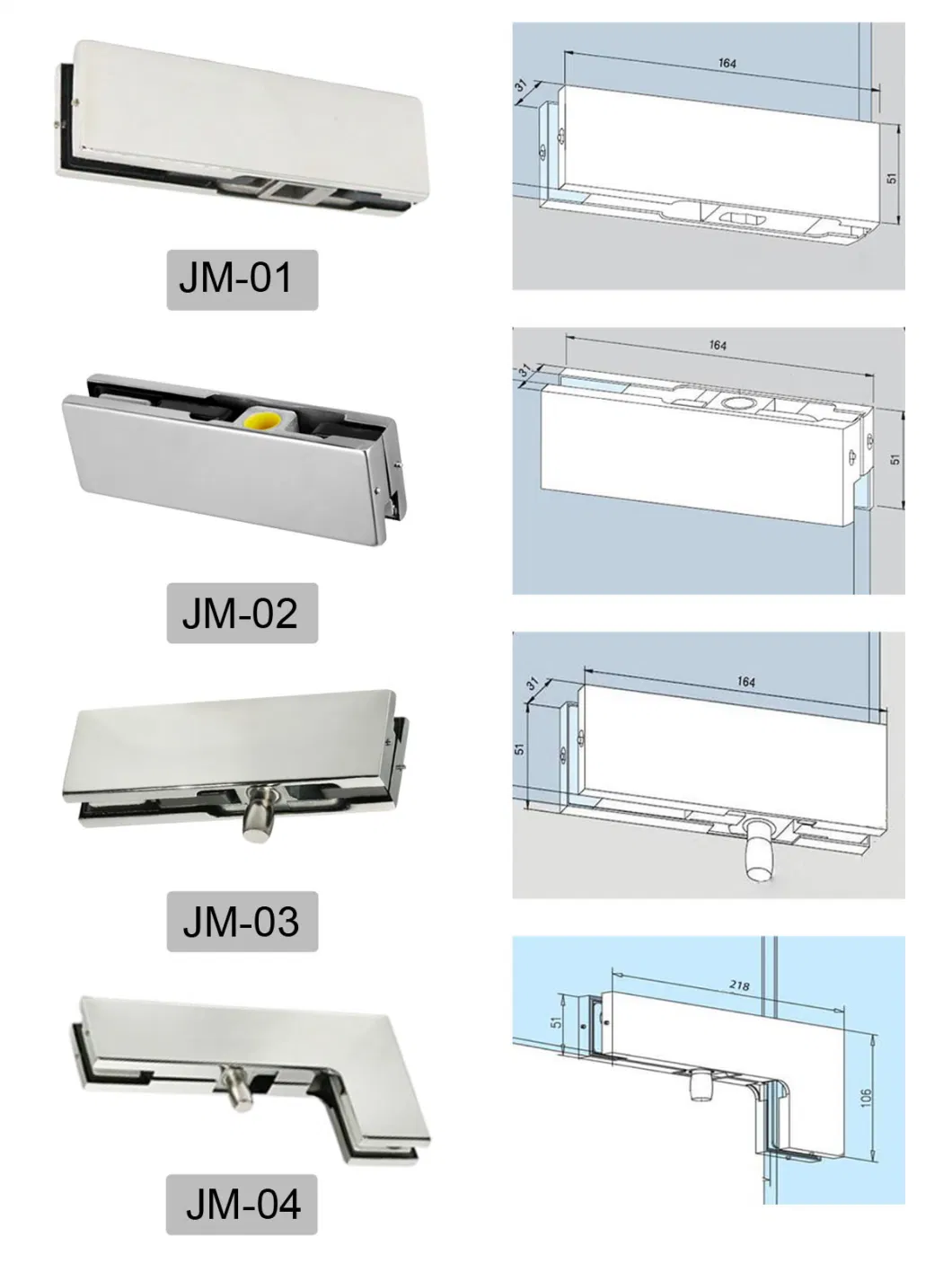 Stainless Steel Fitting Glass Door Fitting Panel Patch Fitting for Glass Doors